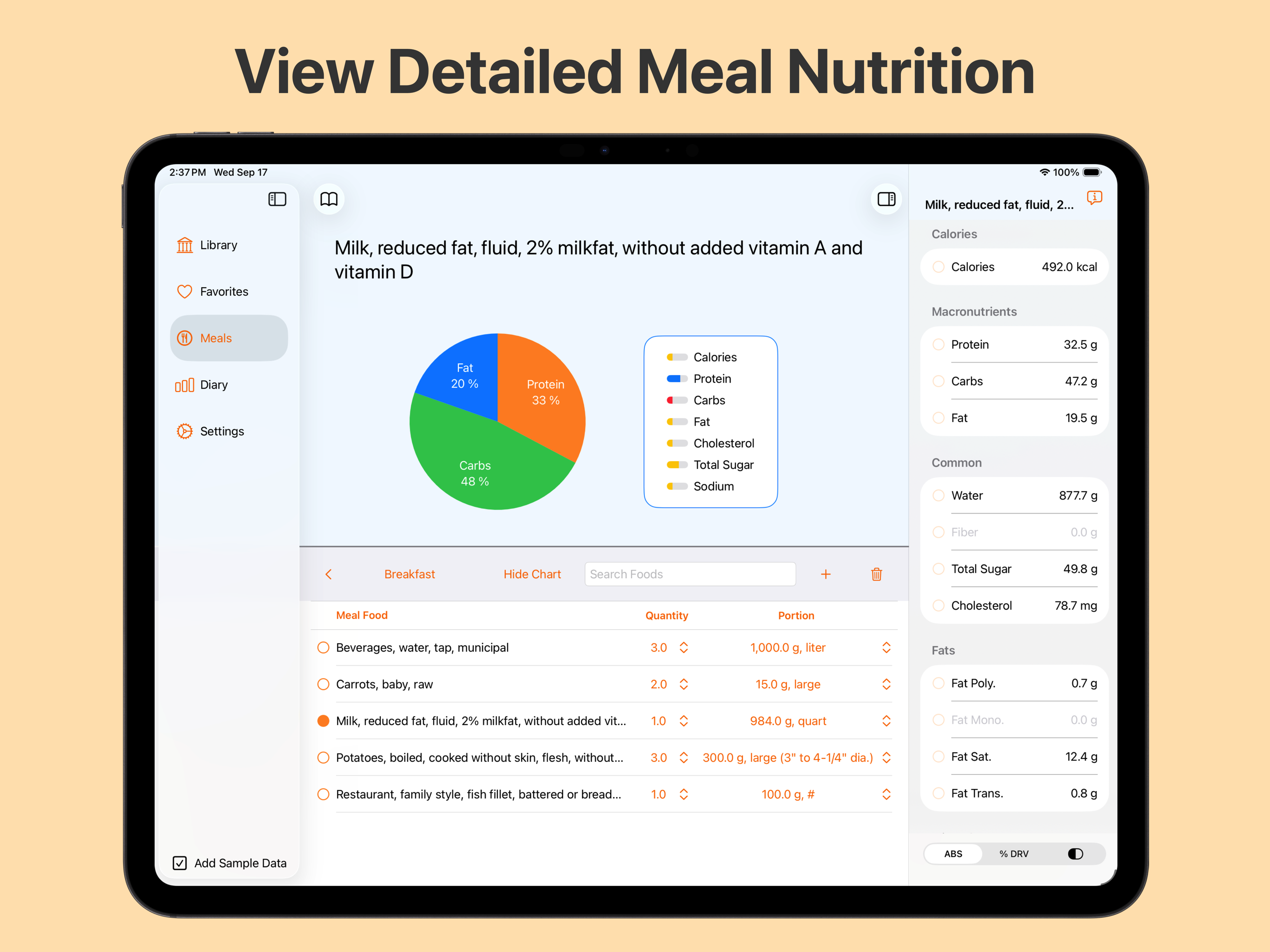 View Detailed Meal Nutrition
